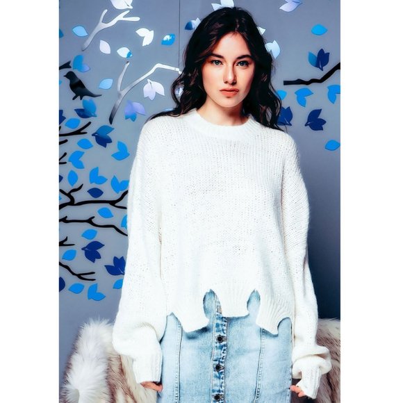 ๐ฅณHP๐ฅณScallop Hem Oversized Sweater NEW - Picture 4 of 4